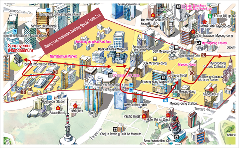 Карта сеула туристическая